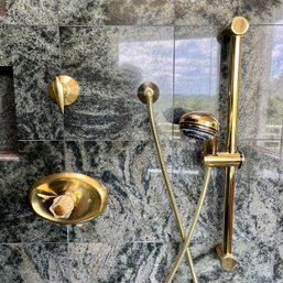 Two Sets Of Gold Finish Shower Hardware - Primary Bath