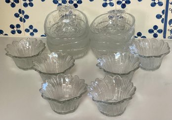 Glass Pineapple And Flower Shaped Bowls