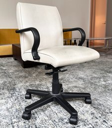 An Office Chair In White Leather By David Edward