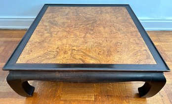 Vintage 1979 Burl & Cordovan Wood Large Square Cocktail Table With Original Receipt