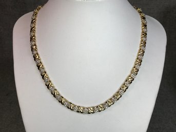 Fabulous ($650 Retail Price) ROSS - SIMMONS Sterling Silver Necklace With 14K Gold Overlay & Diamond 1.8 CT TW