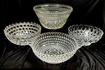 Vintage Grouping Of Perfectly Imperfect Clear Glass Serving Bowls