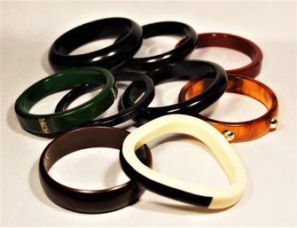 Lot 9 Bakelite And Plastic Bangle Bracelets (two As/is)