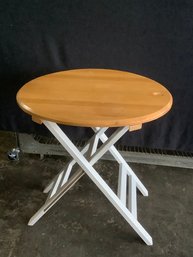 Folding Round  White And Wood Table Made In Indonesia