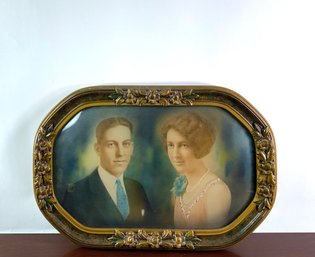 Convex Glass Framed Portrait Of Couple