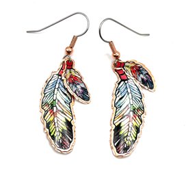 Pretty Multi Color Southwest Style Feather Dangle Earrings