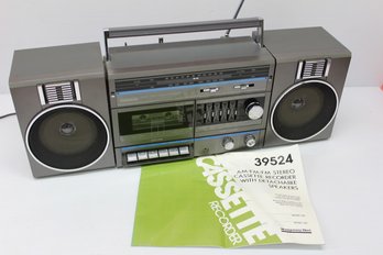 Montgomery Ward AM/FM Cassette Recorder With Detachable Speakers - Model 39524