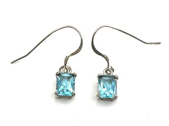 Beautiful Sterling Silver Aquamarine Stone Dangle Earrings