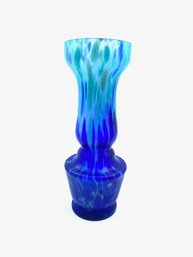 Incredible Handblown End Of Days Multitone Blue Czech Art Glass Bud Vase