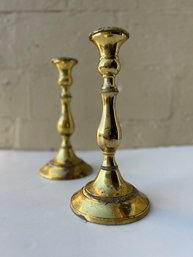 Lot Of Two Brass Candle Stick Holders Stiffel