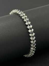 Wonderful Sapphire & Diamonique Sterling Silver Tennis Bracelet