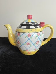 Mary Engelbreit Stripe And Flowers Teapot