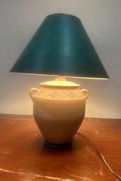 Beautiful Vintage Leviton Hand Made Ceramic Stone Ware Lamp With Working Bulb Made In USA.