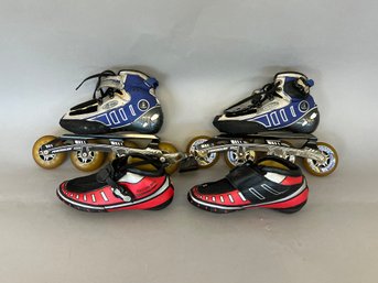 Pair Of Powerslide Skates And K2 Speed Skating Boots