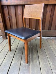 1960s Mid Century Modern Cane Back Walnut Jack Cartwright Side  Chair -One Of Three Pieces