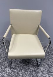 Steelcase Coalesse Cream Leather High Back Sled Base Chair-Lot 2