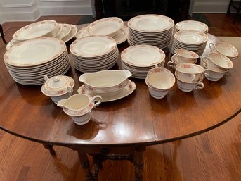 Large China Set By Old Ivory In The Calhoun Pattern With Setting For 12 , 91 Pieces.