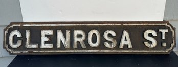 Vintage Cast Iron Street Sign, Clenrosa St.