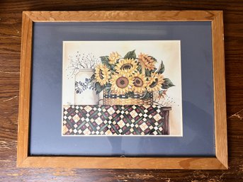 Laurie Korsgaden Country Americana Print Basket Of Sunflowers