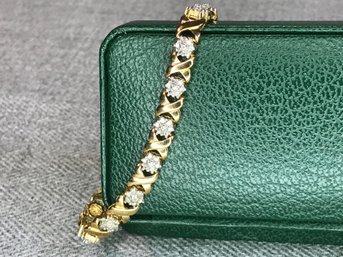 Fabulous ($495 Retail Price) ROSS - SIMMONS Sterling Silver Bracelet With 14K Gold Overlay & Diamond 1.0 CT TW