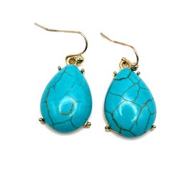 Lovely Turquoise Color Tear Drop Shaped Dangle Earrings