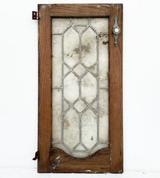 A Vintage Frosted And Leaded Glass Cabinet Door