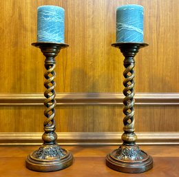 A Pair Of Large 19th Century Barley Twist Candlesticks