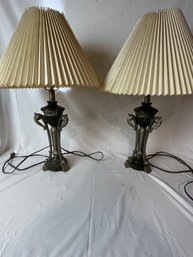 Pair Of Cast Metal Table Lamps