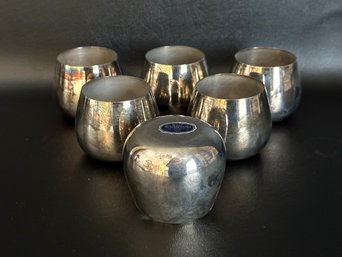 A Set Of Six Vintage Punch Cups By Kent Silversmiths