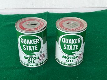 Pair Of Quaker State Motor Oil Can Banks