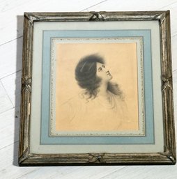 John Gadsby Chapman, Head Of Woman, 1808-1889, Ink And Wash On Paper, Signed And Dated