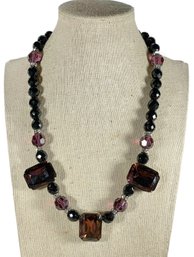 Vintage Amethyst Glass Beaded Necklace