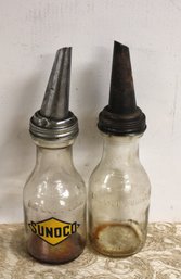 Pair Of Sunco Glass Oil Bottles With Metal Spout