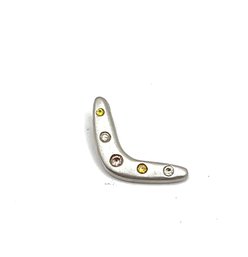 Vintage 18K Gold With Clear Stones Boomerang Pendant