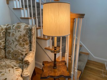 Floor / Side Lamp With Burled Wood Table