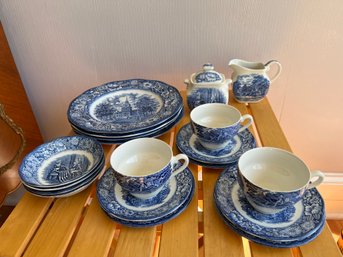 Collection Of Vintage Liberty Blue 'Historic Colonial Scenes' Ironstone