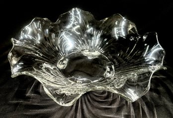 Vintage Clear Crystal Caprice Centerpiece 4-toed Bowl