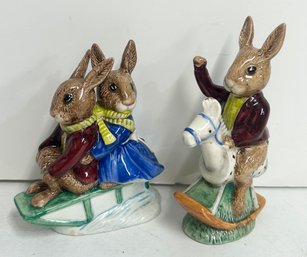 Royal Doulton Bunnykins Sleigh Ride & Tally Ho Figurines