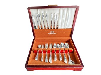 Vintage H & T. MFG. Co. Silver Plate 55 Piece Flatware Set With Case