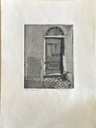 VIntage Signed Embossed Etching On Paper 'Roman Door ' 8.5' X 11.5'