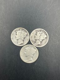 3 Mercury Dimes 1926, 1927, 1928