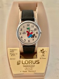 VINTAGE NEW IN CASE- LORUS Goofy Wrist Watch Silver Tone