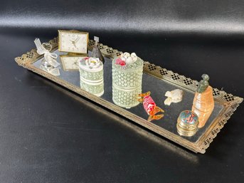 A Vintage Mirrored Vanity Tray & Assorted Treasures