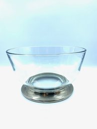 Simple Sleek Clear Glass Serving Bowl W/ Silver Base