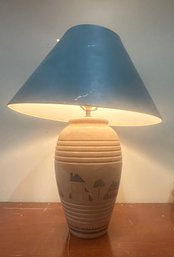 Beautiful Stone Ware Hand Made Leviton Lamp With Working Bulb Made In USA