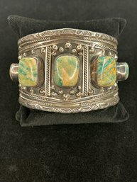 Sterling And Turquoise Coral Cuff Bracelet