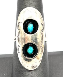 Vintage Native American Sterling Silver Turquoise Ring, Size 7