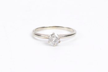 Elegant 14k White Gold Solitaire Engagement Ring, Size 8.75