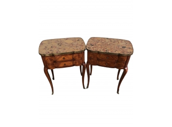 Set Of Matching Antique Stone-inlaidSide Tables