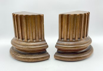 Pair Of Vintage Mahogany Roman Column Bookends